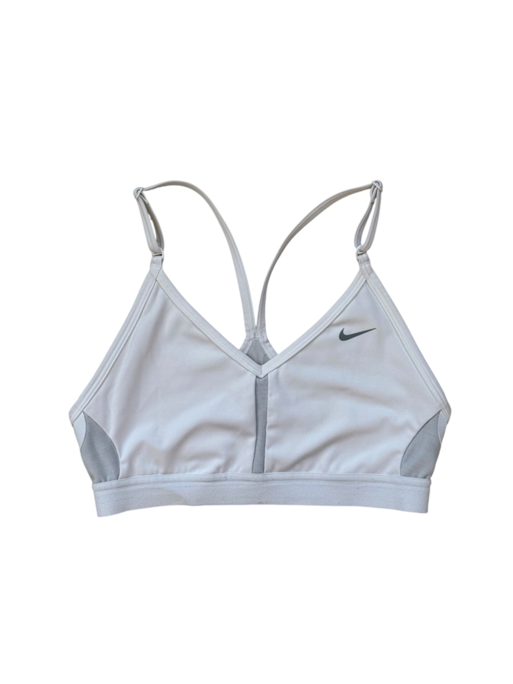 Nike Women’s White & Light Gray Athletic Swim Bikini Top